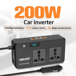 200W Car RV Truck Power Inverter Modified Sine Wave with Digital Voltage Display Universal Socket Adapter