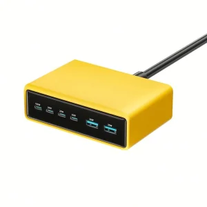 200W GaN 6-Port USB-C PD Charger with 100W and 20W Outputs for Laptops, Phones, and Tablets