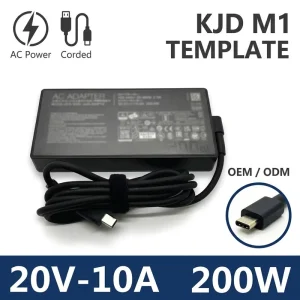 200W Power Supply Adapter 20V 10A Small Square Type-C for ASUS ROG Zephyrus G14 GA401/GA503 TUF Dash F15 PC Fireproof Material