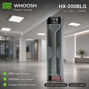 200W Ultra Slim LED Driver 24V DC Constant Voltage Power Supply for Linear Light Office Commercial Lighting No Flicker