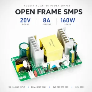 20V 8A 160W SMPS Power Supply Open Frame AC to DC Converter Board for CCTV Security System and Communication Equipment