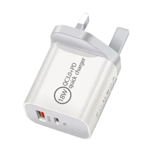 20W 3A Quick Charge 3.0 PD USB Wall Charger with Type-C and USB Ports for Phone Travel Use