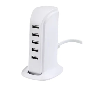 20W 5-in-1 Universal Portable Electric Adapter with USB Chargers, 5V 4A Output