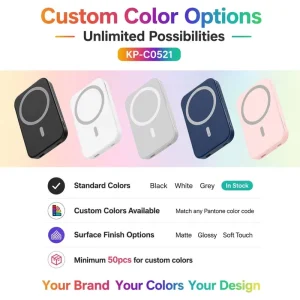 20W Custom Logo Mini Portable Magnetic Wireless Power Bank 5000mAh for iPhone Android