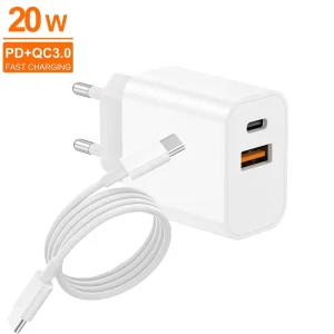 20W Factory Dual-Port USB and USB-C Wall Charger Adapter