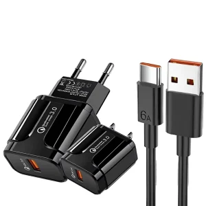 20W Fast-Charging Single-Port USB-C Smartphone Charger Adapter with EU Plug QC 30 Made in China