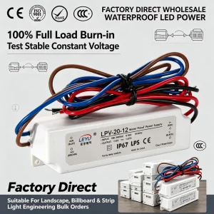 20W IP67 Waterproof LED Driver 5V 12V 15V 24V AC DC Constant Voltage Switching Power Supply for Outdoor Lighting