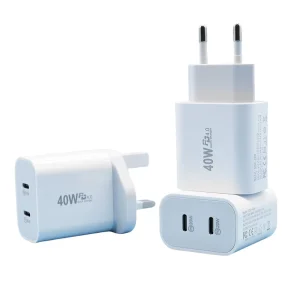 20W PD Dual-Port USB and USB-C Wall Charger Adapter, US/EU/UK Plugs, for Mobile Phones