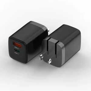 20W PD QC3.0 Dual USB Type-C Power Supply Adapter Foldable Travel Wall Charger for Smartphone