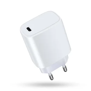 20W PD Single-Port USB-C Wall Charger Power Adapter for Smartphones, Tablets, and Earbuds