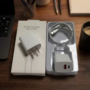 20W PD USB-C Charger Set with USB-C to USB-C Data Sync Cable US/EU Socket