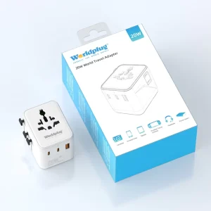 20W Small GaN Universal Wall Charger PD Function International Travel Plug Adapter for Laptop Use