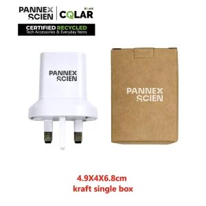 20W UK Plug (Ad QC02 UK) USB Adapter Support PD & QC Fast Charging USB A + Type C Dual Ports Charge Two Devices Simultaneously