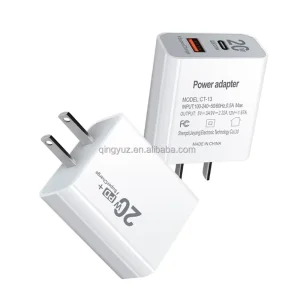 20W USB C Dual Port Electric Power Adapter Wall Mobile Phone Charging Charger
