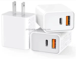 20W USB C Dual Port Portable Travel Wall Charger USB QC3.0 Type C PD Power Adapter for Android Devices