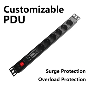 220-250V 6-outlet EU Socket Aluminum Shell Power Distribution Unit 6-position Surge Protector for Industrial and Hospital Use