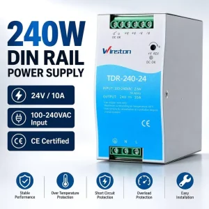 240W 24V 10A DIN Rail Switching Power Supply AC DC Industrial SMPS CE for PLC Automation Control