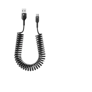 240W 5A 6A Super Fast Charging Spring Type C Retractable Car Charging Cable TPE Material Pure Copper Conductor Data Transfer