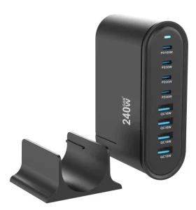 240W 8-in-1 Multi Port Charger Block Desktop Fast Charging Dock Detachable Holder PD QC Multi-Device Power Adapter