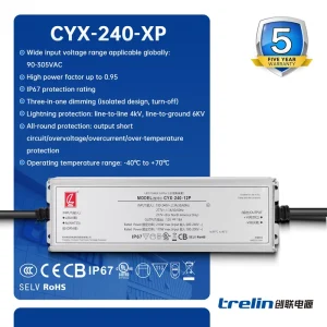 240W CYX 240 Constant Voltage LED Driver for High Mast Light and Stadium Illumination CE RoHS