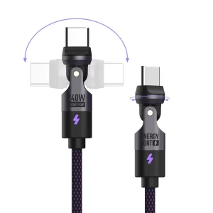 240W USB C to Type C Magnetic Nylon Braid Durable 540 Degree Rotate 5A Fast Charging PD3.1 Cable for IOS Android & Laptop