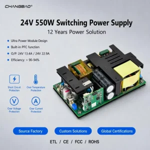 24V 13.4A 22.9A Single Output 550W PSU with PFC Open Frame AC-DC Switching Power Supply