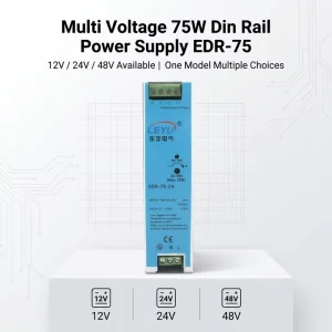 24V 3.2A 75W DIN Rail Power Supply Fanless EDR-75-24 for Control Cabinet Building Automation CE