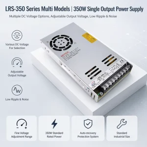 24V DC LED Power Supply Industrial 100W-350W Single Output 220V 14.5A Switching Power Supply LRS-350 LEYU 85% Efficiency Metal