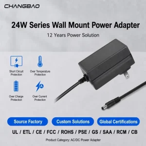 24W Wall Mount Switching Power Supply AC DC Universal PSU 5V 6V 9V 12V 13V 15V 18V 19V 24V 0.5A 1A 1.5A 2A 3A Power Adapter