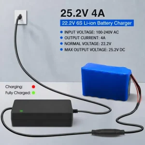 25.2V 4A Li ion Battery Charger with CC CV Charging Mode for 6S 22.2V Battery Packs