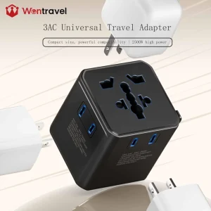 2500W USB Universal Travel Adapter International All-in-One Worldwide Travel with 3AC Sockets