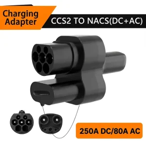 250KW CCS2 to NACS Adapter for Tesla All Models with Smart Switch IP54 Waterproof Titanium Copper Alloy