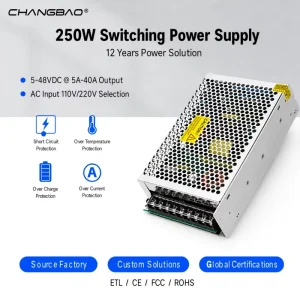 250W Switching Power Supply 5V 12V 15V 24V 36V 48V 40A 20A 10A 6A 5A Converter Transformer Driver Adapter AC DC Power Supply