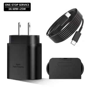 25W 45W Type-C Super Fast Charging PD 3.0 USB C Data Cable for S22 S23 S24 Ultra EU Plug Included