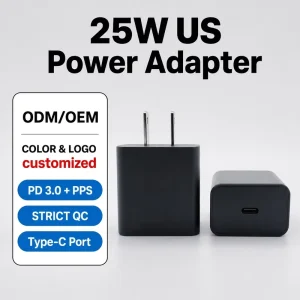 25W GaN PD USB-C Wall Charger Travel Power Adapter for Smartphone, Tablet, and Laptop