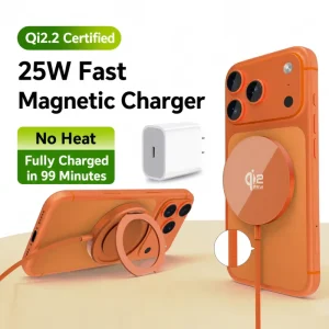 25W Magnetic Wireless Charging Stand With US/EU PD Fast Charger Plug OEM Supported Compatible iPhone AirPods