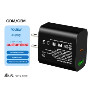 25W PD 3.0 Super Fast Charger USB-C USB-A QC OTP OVP Protection Eco-Friendly Power Supply Adapter for Mobile