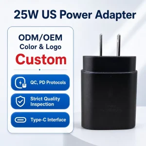 25W PD Power Adapter with OVP OTP Protection Fast Travel Wall Charger for Laptops and Mobile Phones