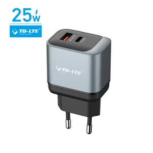 25W PD QC5.0 USB C Mini Wall Charger EU Plug Portable Lightweight Travel Universal Fast Charger Adapter for Earphone Laptop
