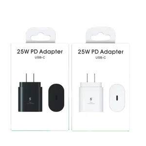 25W QC3.0 PD3.0 USB PD Quick Charger with Type-C Port Travel Wall Adapter EU US UK Plug Fireproof Laptop SCP