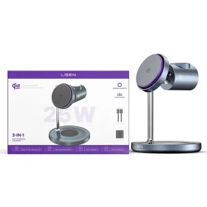 25W Qi2.2 Magnetic Wireless Charging Station 3 in 1 Fast Charger Dock Stand Cooling Fan for iPhone 17 16 Pro Max Desk