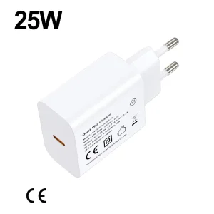 25W USB-C Fast Charging Wall Charger PD 3.0 Power Adapter EU Plug CE RoHS Approved for Mobile Cameras