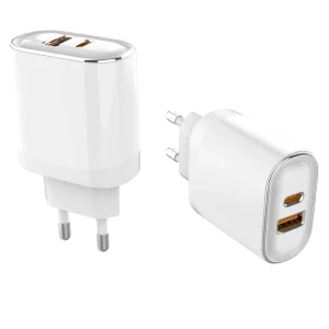 25W USB Charger PD Fast Charging Adapter 2 Type C Ports Wall Quick Charger for Xiaomi for iPhone Mobile Phones for Camera Usage