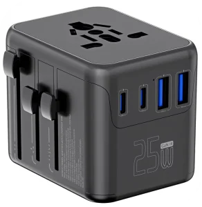 25W Universal Travel Adapter Mini USB C PD Portable Fast Charger for Phone Camera Worldwide Business Travel