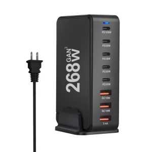 268W 100W USB C Charging Station GaN Fast Desktop Multi USB Ports PD 65W Laptop Charger Adapter for iPhone 15 Electric PD 3.0