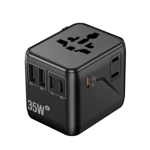 2AC 2500W PD 35W Cargador Fast Charger Multi Plug Socket Universal Travel Power Adapter with 2A3C GaN Travel Adaptor