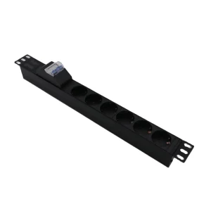 2P Circuit Breaker PDU 6 Ports 19 Inch 1U 16A 250V Power Distribution Unit Plastic