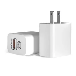 2in1 2 in 1 12W Type-C PD QC Fast Charging Cell Phone USB Wall Charger