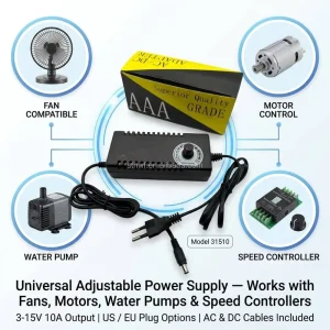 3 12V 10A Adjustable Power Adapter Fan Motor Water Pump Adjustable Voltage Speed Control Switching Power Supply