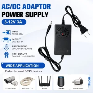 3 12V 3A Adjustable Power Supply Desktop Transformer Voltage Regulator Speed Controller for Blower Fan Motor